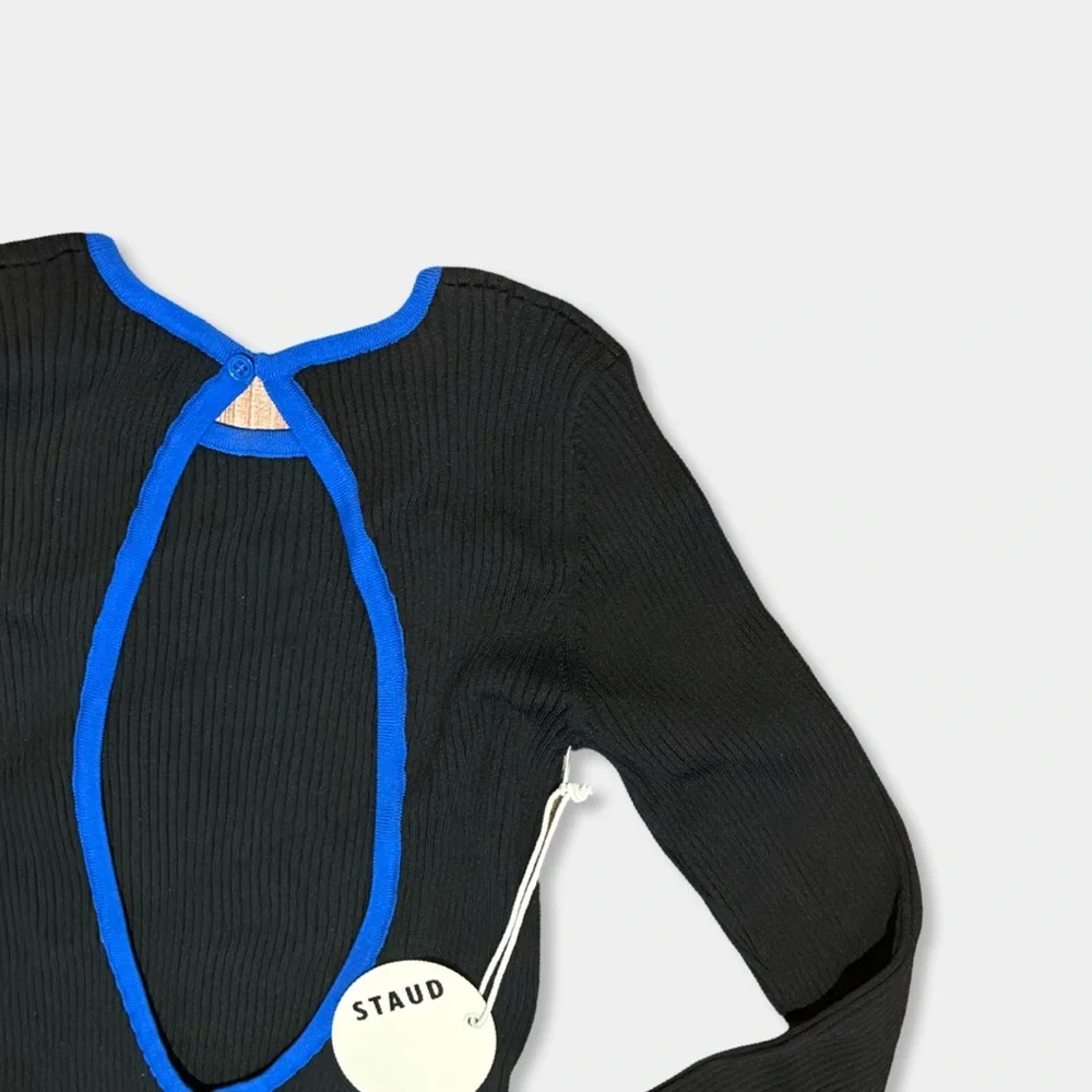 STAUD Black and Blue Long Sleeve Dress - Picture 4 of 5